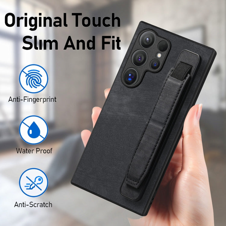 Retro Wristband Holder Leather Back Phone Case, For Samsung Galaxy S24 Ultra 5G, For Samsung Galaxy A54 5G, For Samsung Galaxy A04e, For Samsung Galaxy S23 Ultra 5G, For Samsung Galaxy S23 5G, For Samsung Galaxy A04s, For Samsung Galaxy A23            ...