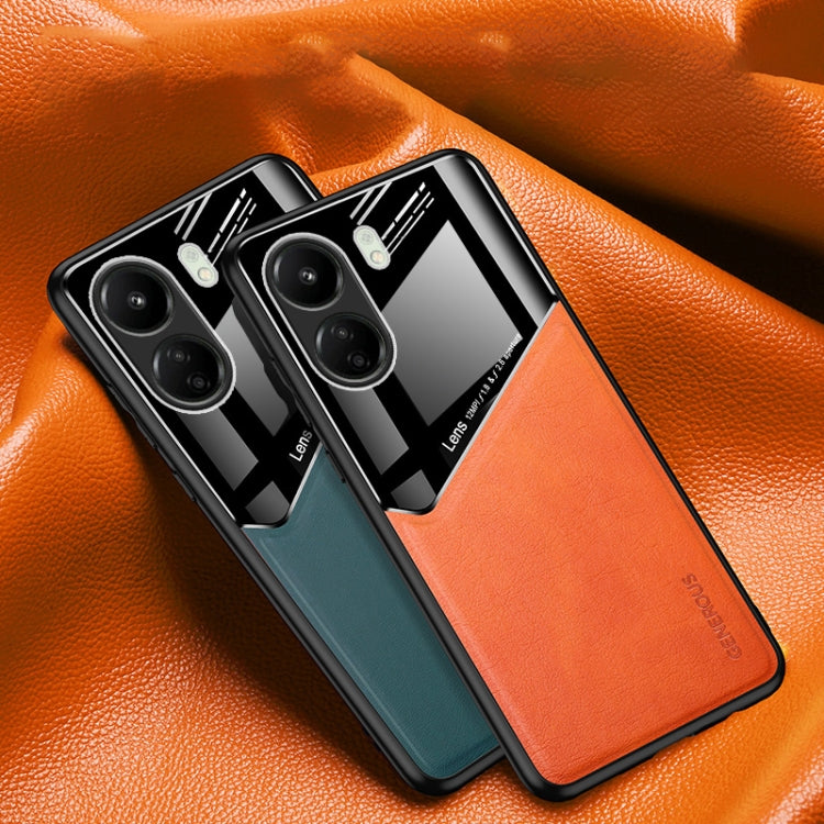 All-inclusive Leather Organic Glass Phone Case with Metal Iron Sheet, For Xiaomi Redmi 13C, For Xiaomi Redmi K70