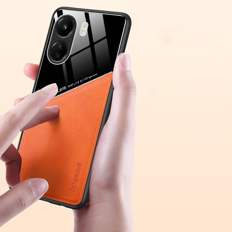 All-inclusive Leather Organic Glass Phone Case with Metal Iron Sheet, For Xiaomi Redmi 13C, For Xiaomi Redmi K70
