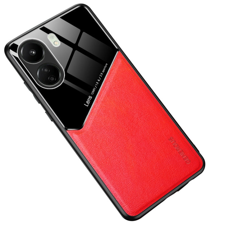 All-inclusive Leather Organic Glass Phone Case with Metal Iron Sheet, For Xiaomi Redmi 13C, For Xiaomi Redmi K70