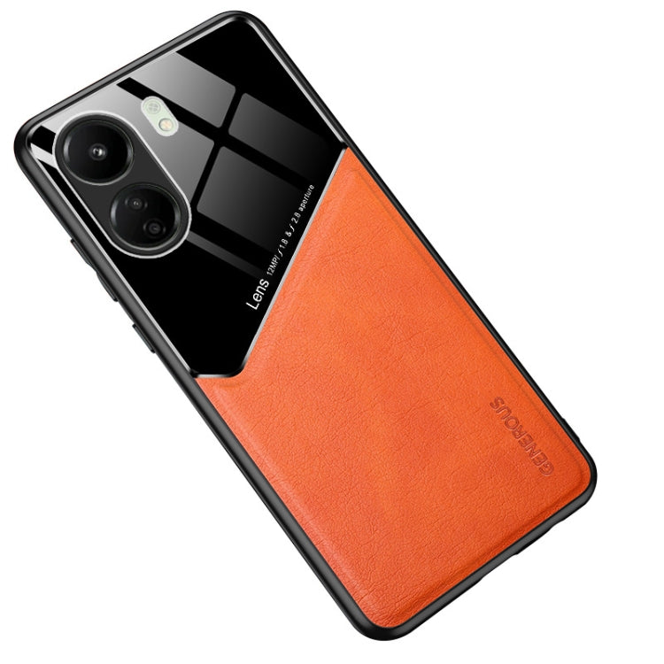 All-inclusive Leather Organic Glass Phone Case with Metal Iron Sheet, For Xiaomi Redmi 13C, For Xiaomi Redmi K70