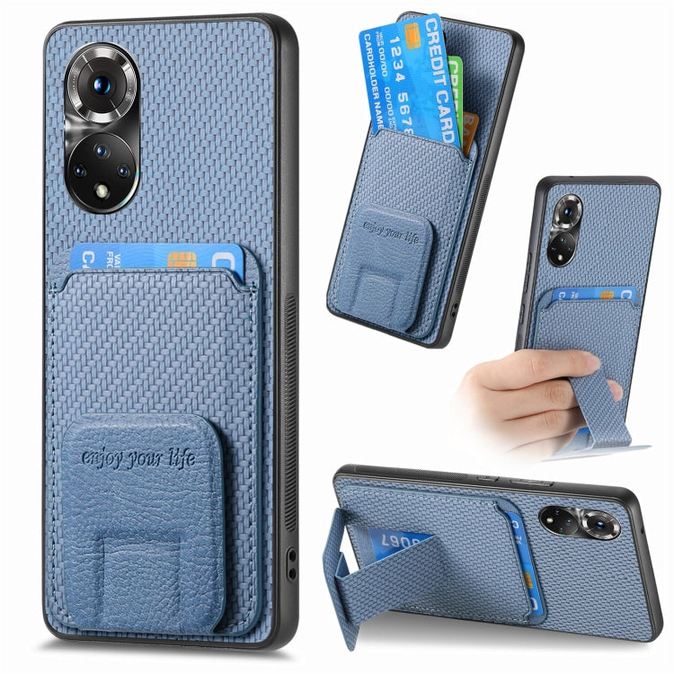 Carbon Fiber Card Bag Fold Stand Phone Case, For Honor 60, For Honor 50, For Honor 50 SE, For Honor X50i / 90 Lite, For Honor X30/X9 5G/Magic4 Lite