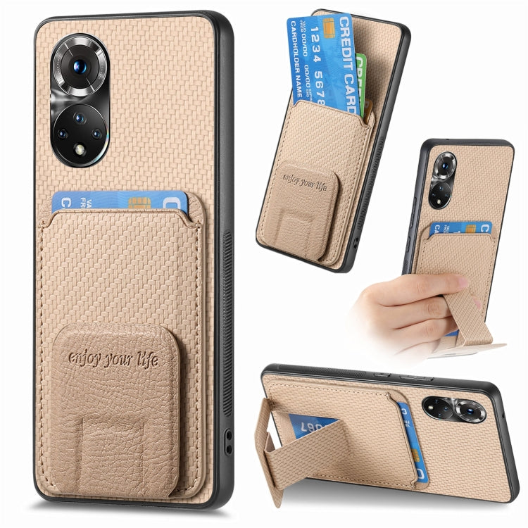 Carbon Fiber Card Bag Fold Stand Phone Case, For Honor 60, For Honor 50, For Honor 50 SE, For Honor X50i / 90 Lite, For Honor X30/X9 5G/Magic4 Lite