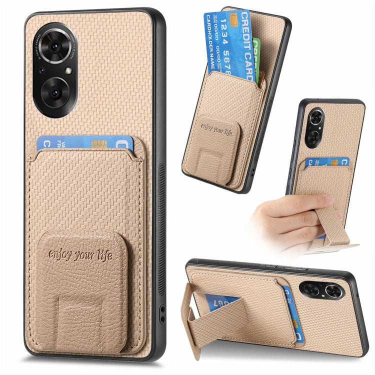 Carbon Fiber Card Bag Fold Stand Phone Case, For Honor 60, For Honor 50, For Honor 50 SE, For Honor X50i / 90 Lite, For Honor X30/X9 5G/Magic4 Lite