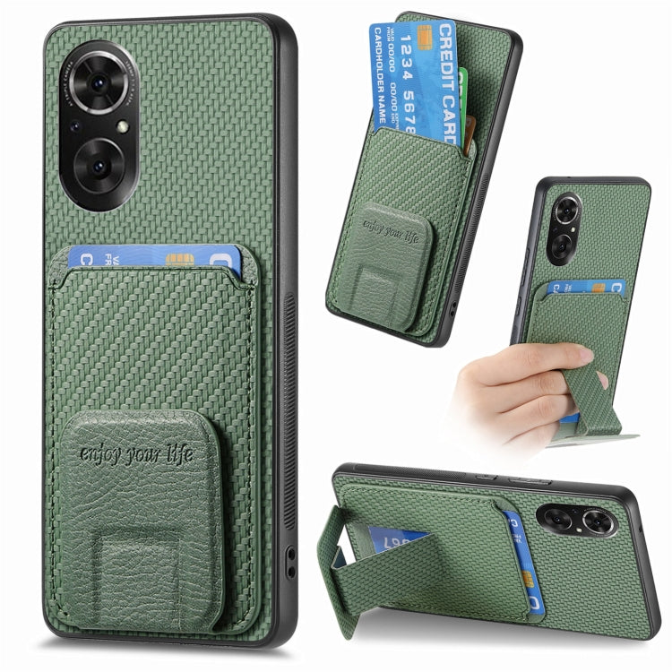 Carbon Fiber Card Bag Fold Stand Phone Case, For Honor 60, For Honor 50, For Honor 50 SE, For Honor X50i / 90 Lite, For Honor X30/X9 5G/Magic4 Lite