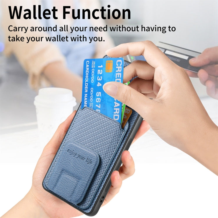 Carbon Fiber Card Bag Fold Stand Phone Case, For Honor 60, For Honor 50, For Honor 50 SE, For Honor X50i / 90 Lite, For Honor X30/X9 5G/Magic4 Lite