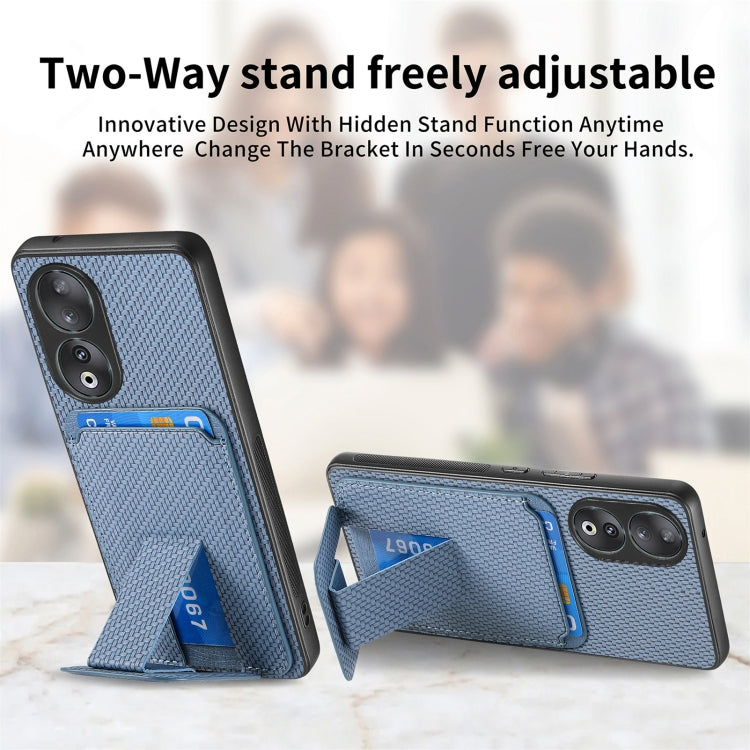 Carbon Fiber Card Bag Fold Stand Phone Case, For Honor 60, For Honor 50, For Honor 50 SE, For Honor X50i / 90 Lite, For Honor X30/X9 5G/Magic4 Lite