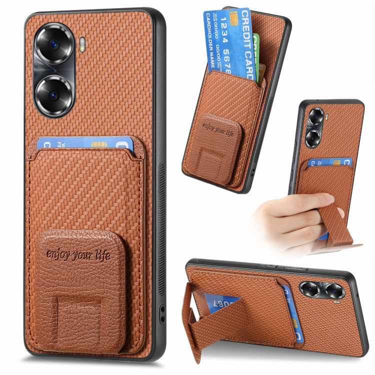 Carbon Fiber Card Bag Fold Stand Phone Case, For Honor 60, For Honor 50, For Honor 50 SE, For Honor X50i / 90 Lite, For Honor X30/X9 5G/Magic4 Lite