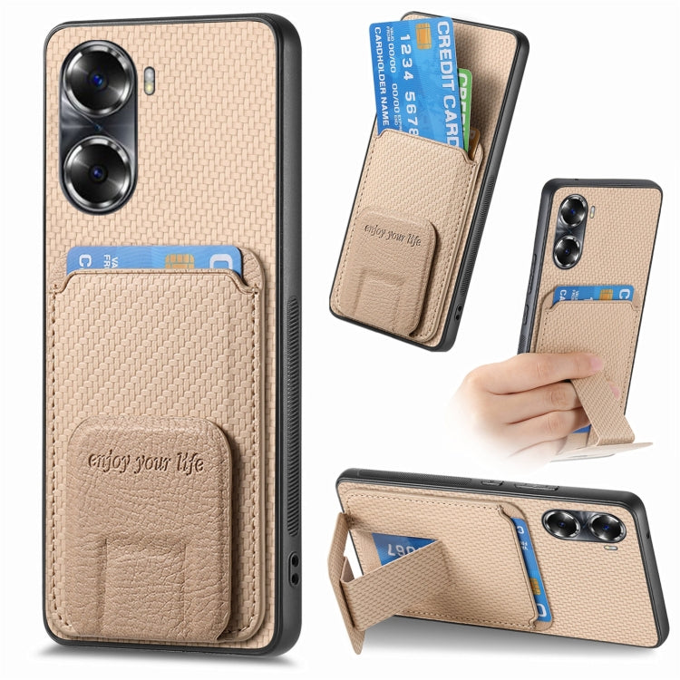 Carbon Fiber Card Bag Fold Stand Phone Case, For Honor 60, For Honor 50, For Honor 50 SE, For Honor X50i / 90 Lite, For Honor X30/X9 5G/Magic4 Lite