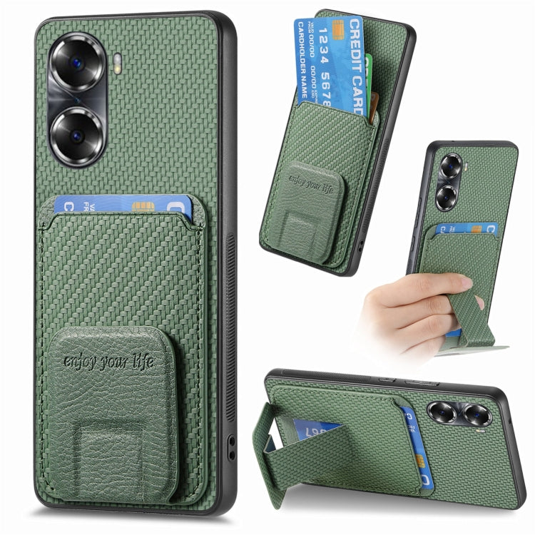 Carbon Fiber Card Bag Fold Stand Phone Case, For Honor 60, For Honor 50, For Honor 50 SE, For Honor X50i / 90 Lite, For Honor X30/X9 5G/Magic4 Lite