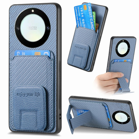 Carbon Fiber Card Bag Fold Stand Phone Case, For Honor X40, For Honor X8 5G, For Honor 70 Pro, For Honor 70, For Honor Magic4 Pro, For Honor Magic4 5G, For Honor 60 Pro, For Honor 60, For Honor 50