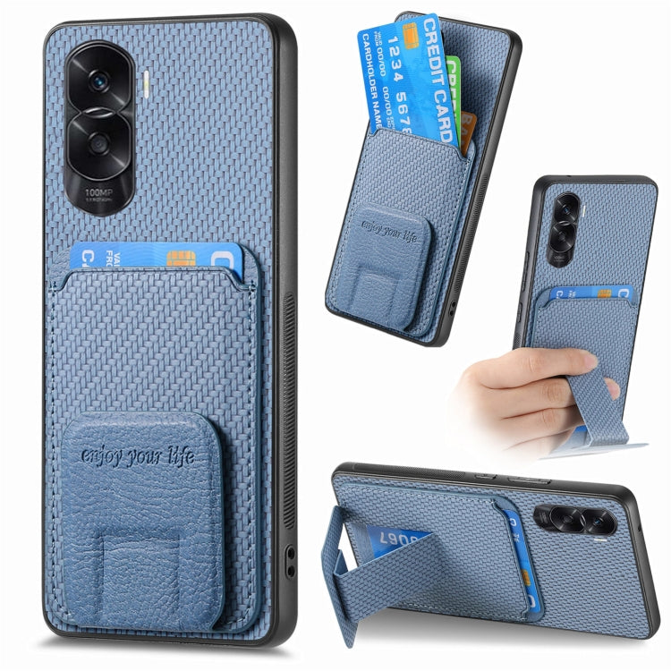 Carbon Fiber Card Bag Fold Stand Phone Case, For Honor 60, For Honor 50, For Honor 50 SE, For Honor X50i / 90 Lite, For Honor X30/X9 5G/Magic4 Lite