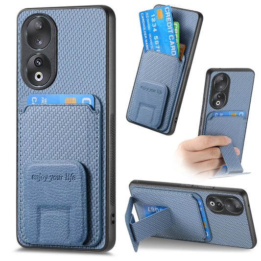 Carbon Fiber Card Bag Fold Stand Phone Case, For Honor 90, For Honor Magic5 Pro, For Honor Magic5, For Honor X8A, For Honor X9A, For Honor X7A, For Honor 80 SE, For Honor 80, For Honor 80 Pro
