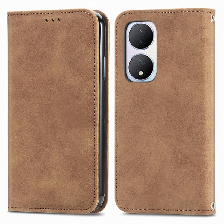 Retro Skin Feel Magnetic Flip Leather Phone Case, For vivo V40 SE, For vivo Y100 5G IND