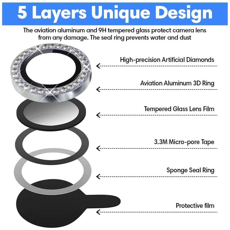 Kalebol Individual Camera Lens Diamond Ring Protector, For Tecno Camon 40 Pro 4G, For Tecno Camon 40, For Tecno Pop 9, For Tecno Pop 8