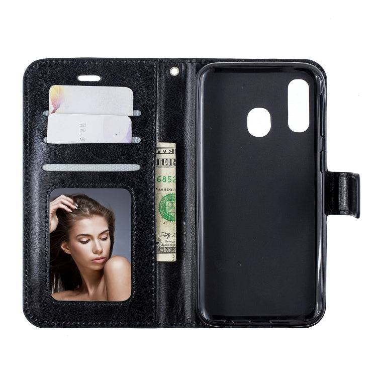 Crazy Horse Texture Horizontal Flip Leather Case with Holder & Card Slots & Wallet & Photo Frame, For Galaxy A20E
