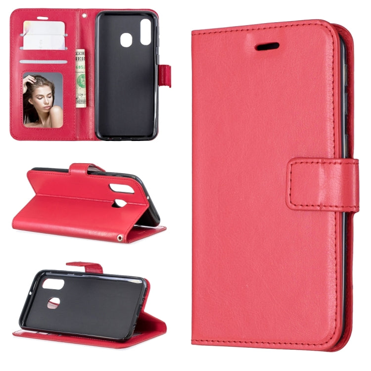 Crazy Horse Texture Horizontal Flip Leather Case with Holder & Card Slots & Wallet & Photo Frame, For Galaxy A20E