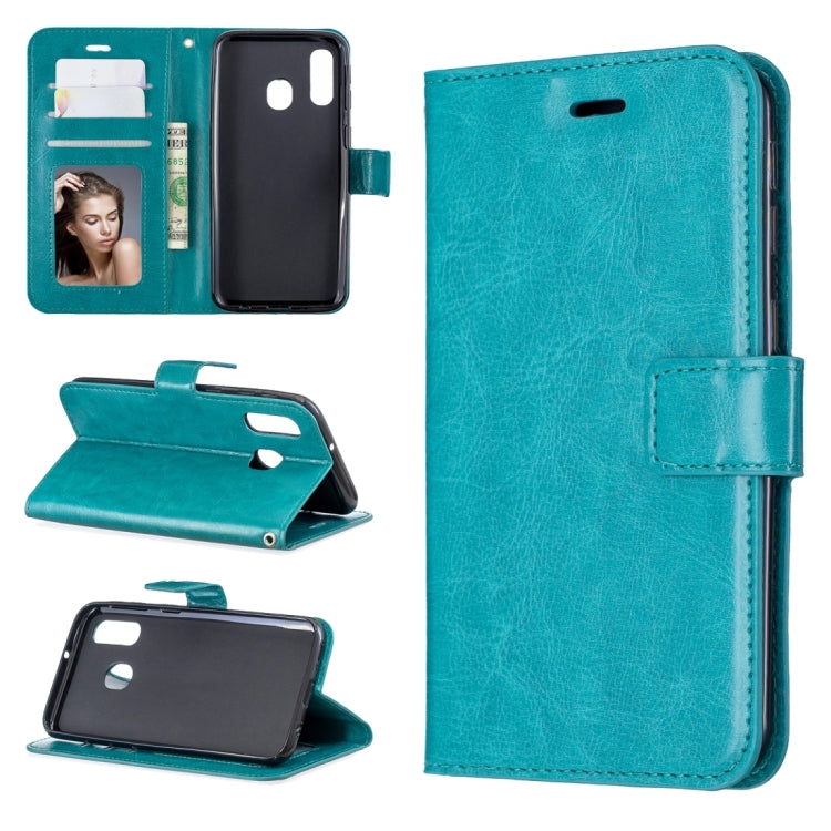 Crazy Horse Texture Horizontal Flip Leather Case with Holder & Card Slots & Wallet & Photo Frame, For Galaxy A20E