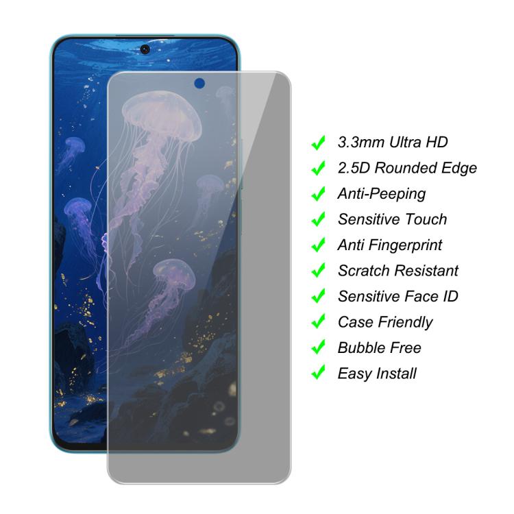 JUNSUNMAY 25 PCS/Pack Privacy Screen Protector Tempered Glass Film, For Redmi Note 17 Pro Global 163.5mm, For Xiaomi Poco F9 Ultra 5G, For Xiaomi Poco F9 Pro 5G, For Redmi A7 4G 171.8mm, For Redmi Note 15 Pro 5G Global 163.6mm, For Redmi A5 NFC 173.3mm...