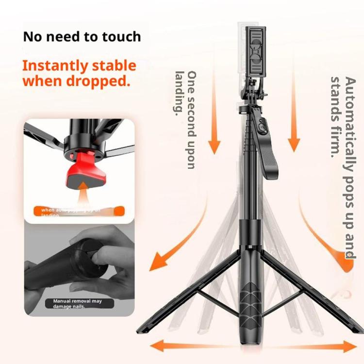L16TT Auto Pop Up Tripod Anti Shake Floor Stand Aluminum Alloy Pole Extendable Selfie Stick, L16TT