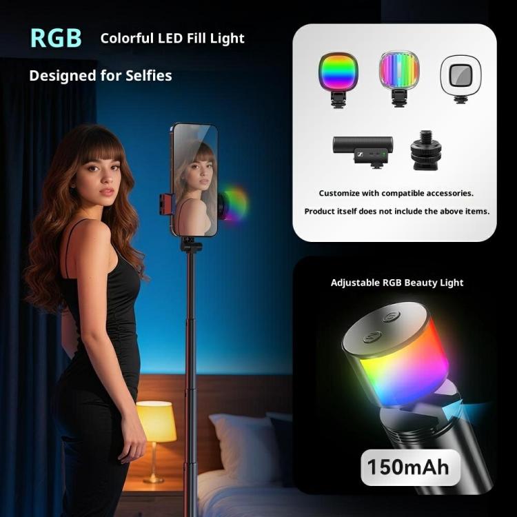 P24-D Live Streaming Anti Shake Extendable Selfie Stick Portable Phone Tripod Stand with Fill Light, P24-D