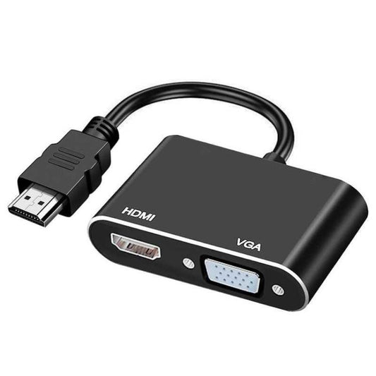 2 in 1 HDMI to VGA and HDMI Adapter For Windows / Mac Os / Linux Plug & Play, HDMI to VGA and HDMI