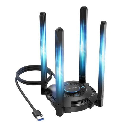WAVLINK WN695BE2 BE6500 Tri-Band 2.4GHz / 5GHz / 6GHz High Gain Antennas USB 3.0 WiFi 7 Adapter, WN695BE2