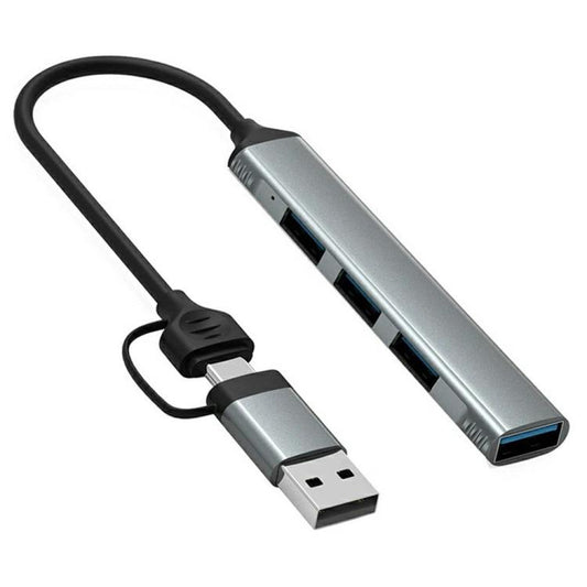 HC-77 Aluminum Alloy Portable USB-C / USB-A Plug HUB USB3.0 & 3 x USB 2.0 Docking Station, HC-77