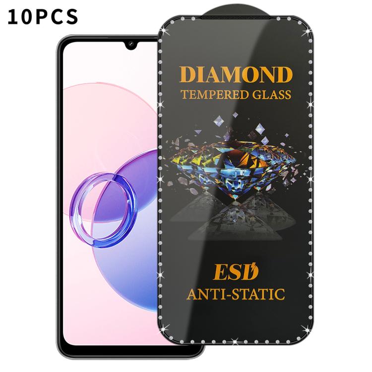 10pcs Full-Screen Diamond-Studded Silkscreen High-Definition Anti-Static Tempered Glass Film, For Redmi A5 4G 171.7mm, For Redmi Note 14S 4G, For Redmi 14C 5G, For Redmi Note 14 5G, For Redmi 14R, For Redmi 13R, For Redmi 13C 5G, For Redmi Note 13     ...