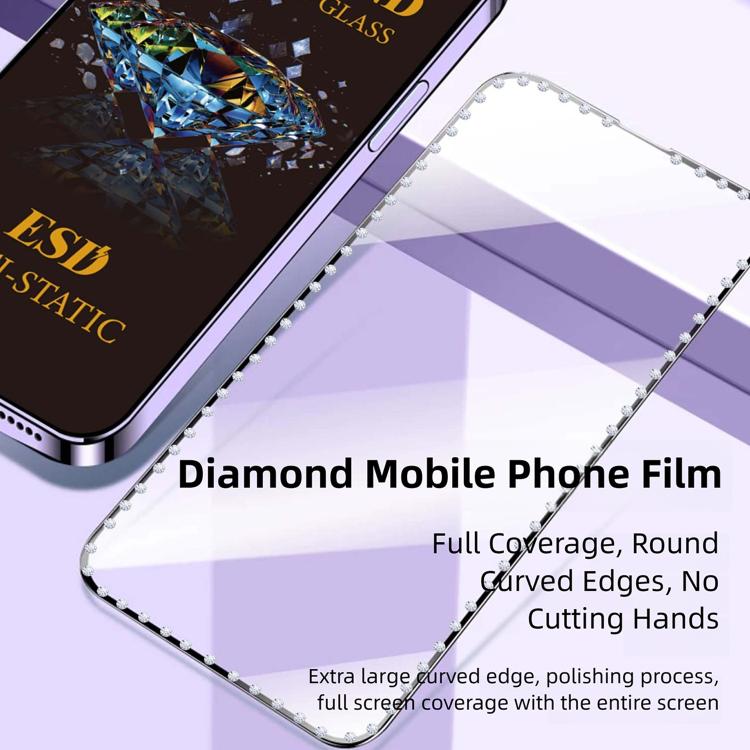 10pcs Full-Screen Diamond-Studded Silkscreen High-Definition Anti-Static Tempered Glass Film, For Redmi A5 4G 171.7mm, For Redmi Note 14S 4G, For Redmi 14C 5G, For Redmi Note 14 5G, For Redmi 14R, For Redmi 13R, For Redmi 13C 5G, For Redmi Note 13     ...