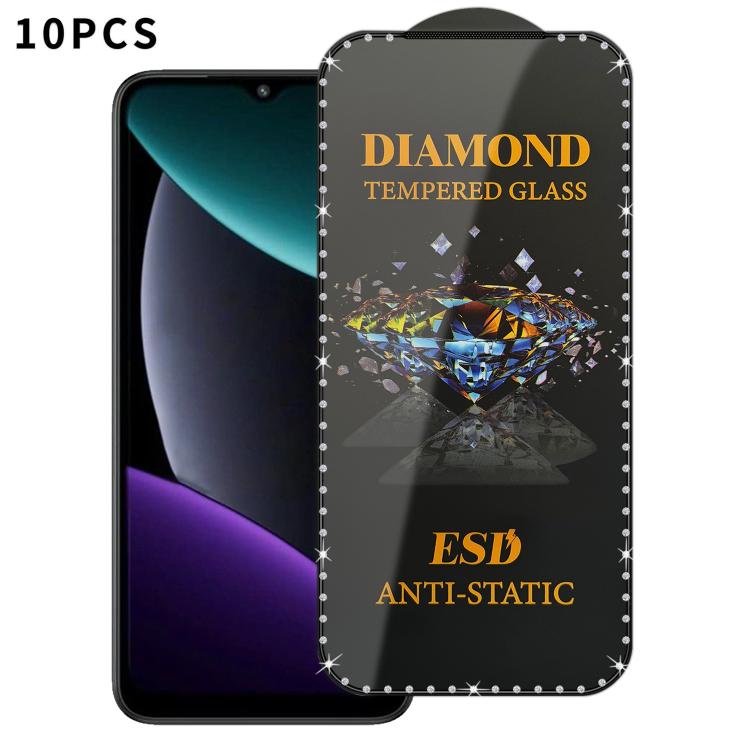 10pcs Full-Screen Diamond-Studded Silkscreen High-Definition Anti-Static Tempered Glass Film, For Xiaomi Poco M7, For Xiaomi Poco C75, For Xiaomi Poco M6 Pro 4G, For Xiaomi Poco C65, For Xiaomi Poco F5 Pro, For Xiaomi Poco C51, For Xiaomi Poco C50     ...