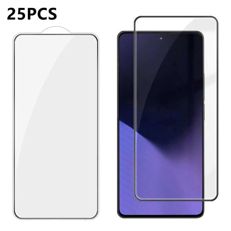 25pcs High-Aluminum Full-Coverage Anti-Fingerprint Screen-Printed HD Tempered Glass Film, For Xiaomi 17 Max 5G, For Redmi K90 Max 5G, For Xiaomi Poco C81 Pro 4G, For Redmi R70m 5G, For Redmi R70 5G, For Xiaomi 17T 5G, For Xiaomi 17 Ultra               ...
