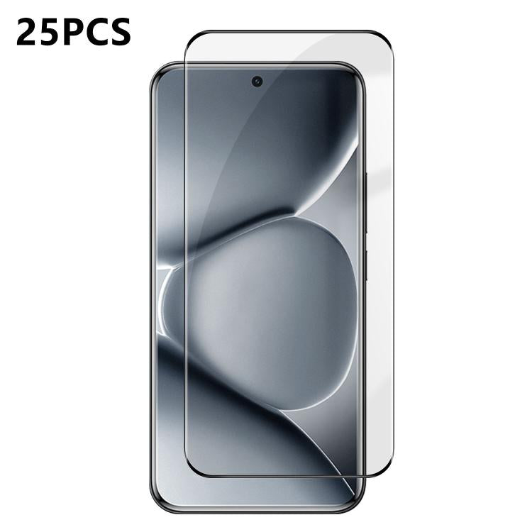 25pcs High-Aluminum Full-Coverage Anti-Fingerprint Screen-Printed HD Curved Tempered Glass Film, For Redmi Note 15 4G / 5G Global 164mm, For Redmi Note 15 Pro+ Global 163.3mm, For Xiaomi 15S Pro, For Xiaomi Poco X7, For Xiaomi 15 Ultra, For Xiaomi 15 P...