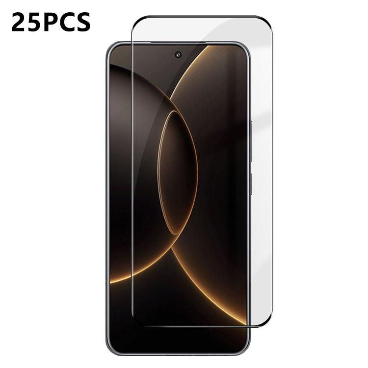 25pcs High-Aluminum Full-Coverage Anti-Fingerprint Screen-Printed HD Curved Tempered Glass Film, For Redmi Note 15 4G / 5G Global 164mm, For Redmi Note 15 Pro+ Global 163.3mm, For Xiaomi 15S Pro, For Xiaomi Poco X7, For Xiaomi 15 Ultra, For Xiaomi 15 P...