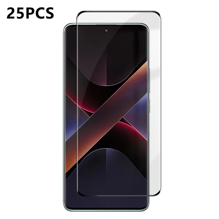 25pcs High-Aluminum Full-Coverage Anti-Fingerprint Screen-Printed HD Curved Tempered Glass Film, For Redmi Note 15 4G / 5G Global 164mm, For Redmi Note 15 Pro+ Global 163.3mm, For Xiaomi 15S Pro, For Xiaomi Poco X7, For Xiaomi 15 Ultra, For Xiaomi 15 P...