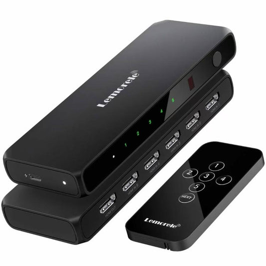 Lemorele G96 5 In 1 Out HDMI Switcher, 4K HD Video Switch with IR Remote For Gaming Consoles & Home Theater