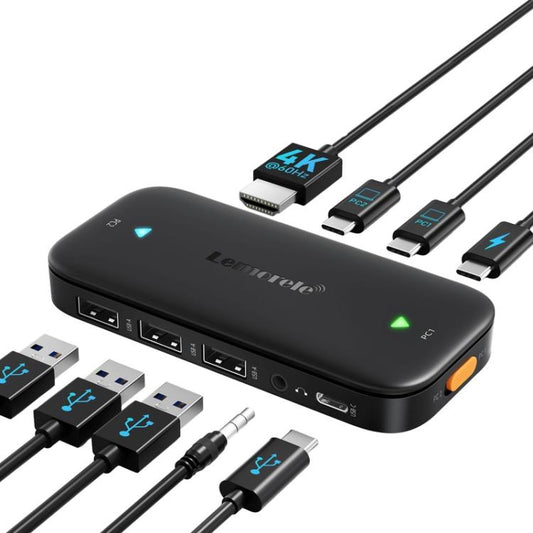 Lemorele H200 Type-C Kvm Switch 4K60Hz Hdmi Display 100W PD Fast Charging Hub