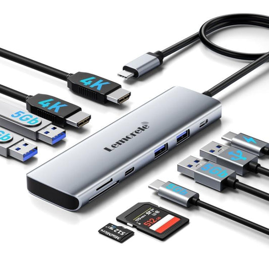 Lemorele TC91 Type-C Docking Station Triple Display Ethernet 100W PD Laptop Adapter