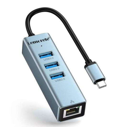 Lemorele TC43L 4 in 1 Type-C Hub Gigabit RJ45 1×USB3.0 and 2×USB2.0 Adapte