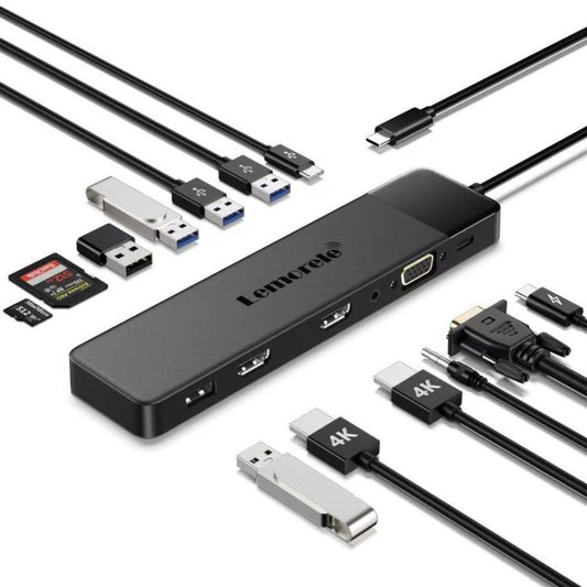 Lemorele TC200 13 in 1 Docking Station Type-C to HDMI VGA Multiport Adapter