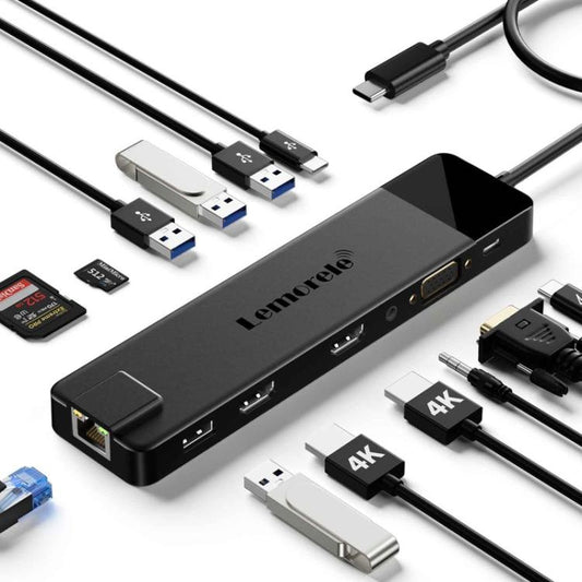 Lemorele TC100 13 in 1 Type-C Docking Station HDMI-compatible Gigabit PD Charging Adapter