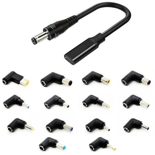 14pcs PA-100W DC Adapters 100W USB-C/Type-C Female to DC Male Cable Adapter Kit, 14 in 1