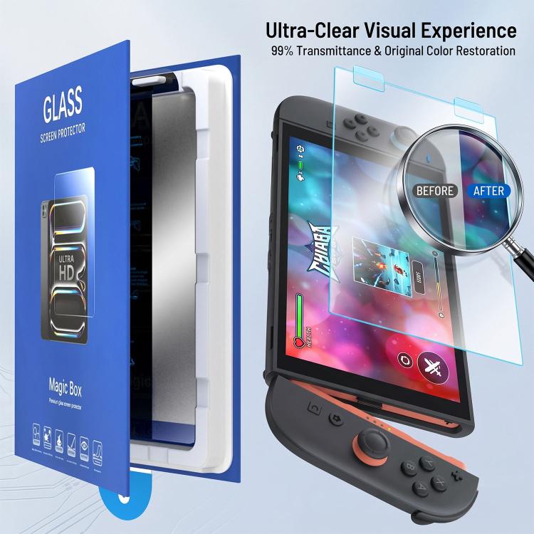 2pcs Book Box Dust-Free Chamber Purple Light Dust-Free Instant Game Console Tempered Glass Film, For Nintendo Switch 2