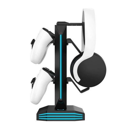 8006 USB Charging Ports 360 Degree Rotatable RGB Gaming Controller Holder Headphone Stand