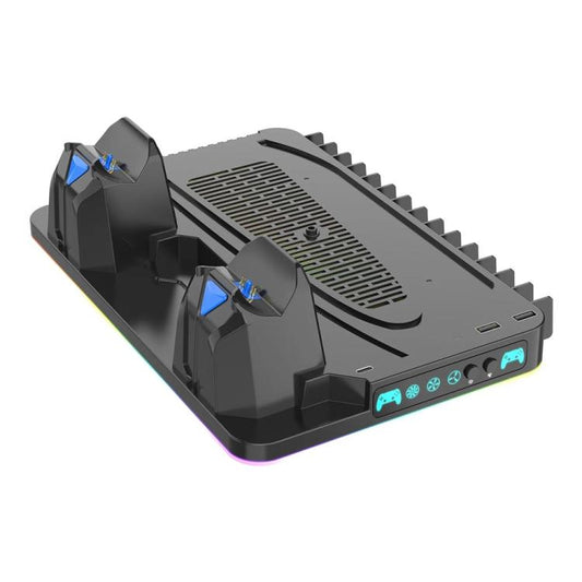For PS5 / PS5 Slim / PS5 Pro Cooling Stand Dual Controller Charging Station Game Storage Rack