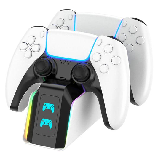 For PS5 / PS5 Slim / PS5 Pro / PS5 Edge 9-RGB Light Modes Fast Charge Station