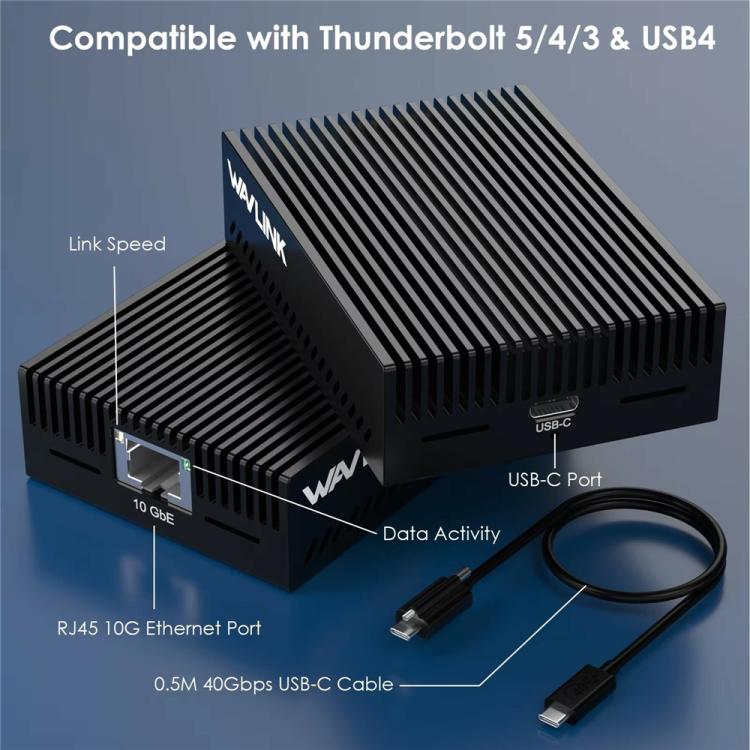 WAVLINK NWU342G Aluminum Alloy RJ45 Network Converter 10Gbps Ethernet Adapter