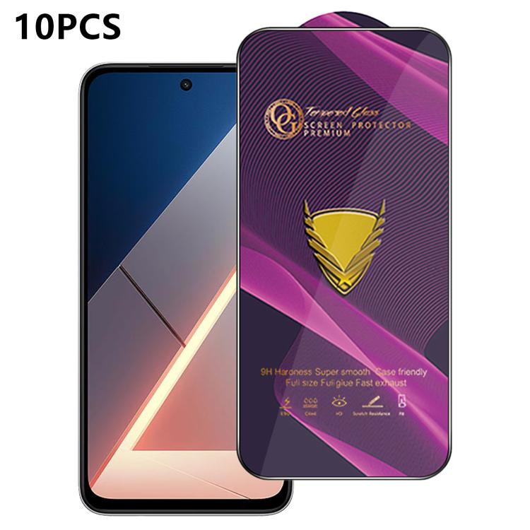 10pcs OG Purple Large-Arc Anti-Static High-Alumina Screen-Printed HD Tempered Glass Film, For Redmi K90 Max, For Xiaomi Poco C81x 4G, For Xiaomi Poco C81 Pro 4G, For Redmi R70m, For Redmi R70, For Xiaomi Poco C85x 5G, For Redmi 15a 5G                  ...