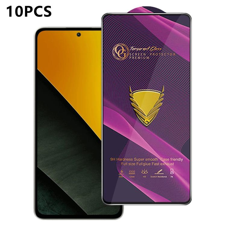 10pcs OG Purple Large-Arc Anti-Static High-Alumina Screen-Printed HD Tempered Glass Film, For Redmi K90 Max, For Xiaomi Poco C81x 4G, For Xiaomi Poco C81 Pro 4G, For Redmi R70m, For Redmi R70, For Xiaomi Poco C85x 5G, For Redmi 15a 5G                  ...