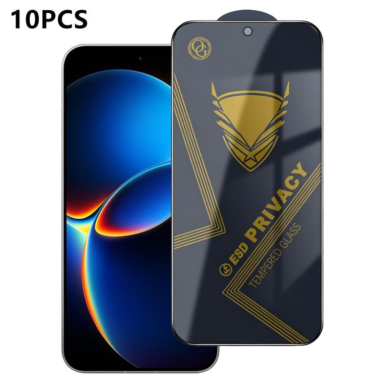 10pcs OG Golden Armor Anti-Static High-Aluminium Screen-Printed Privacy Tempered Glass Film, For Redmi K90 Max, For Xiaomi Poco C81x 4G, For Xiaomi Poco C81 Pro 4G, For Redmi R70m, For Redmi R70, For Xiaomi Poco C85x 5G, For Redmi 15a 5G               ...